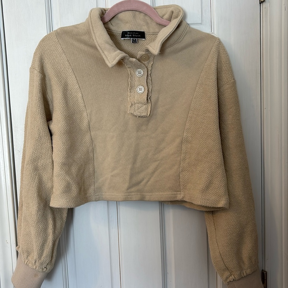 Blue Blush Cropped Sweatshirt